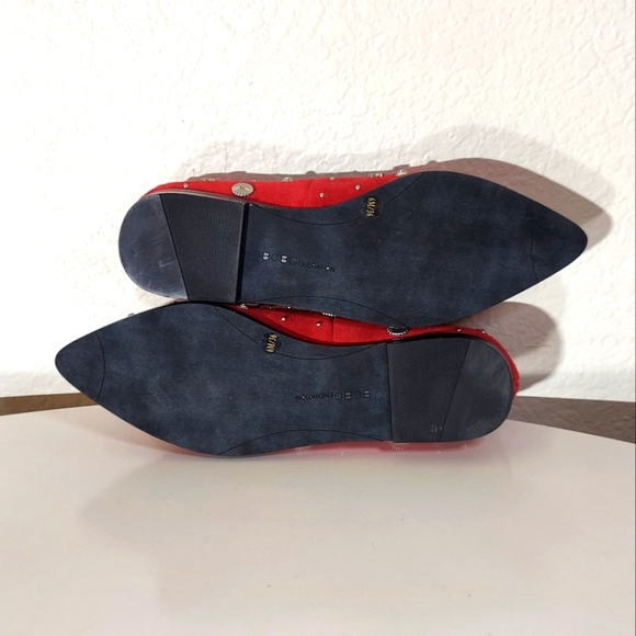 BCBGGeneration Nikkola Red Leather Embellished Flats - Picture 5 of 13